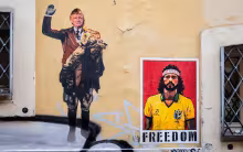 Trumpolini... Trump and Mussolini in Trastevere, Rome, Italy